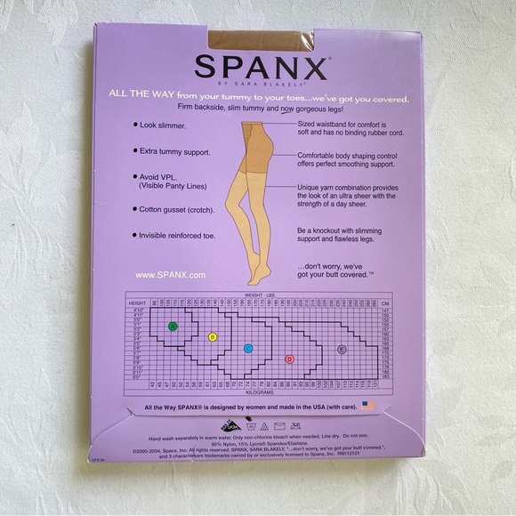 SPANX NEW All the Way Full Length Shapewear Pantyhose Nude Beige Size B - Picture 3 of 7
